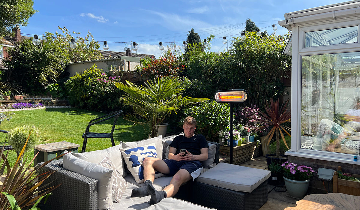 Miami Black 2000W Infrared Patio Heater and Stand