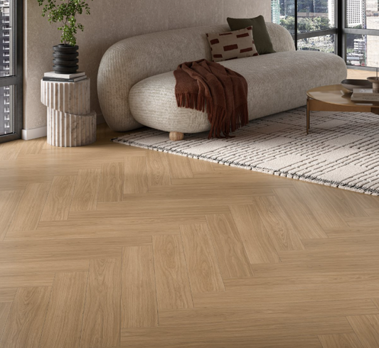 Oak Artemis caramel brown  Modern Herringbone Elegant texture
