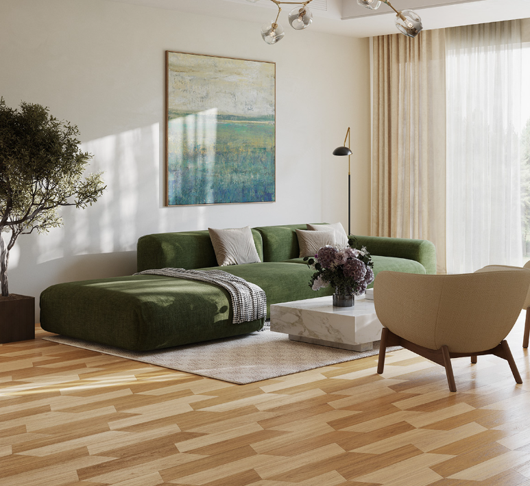 Livingroom with couch and flooring