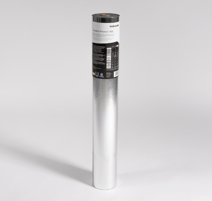 Roll of Parador underlay on a light gray background