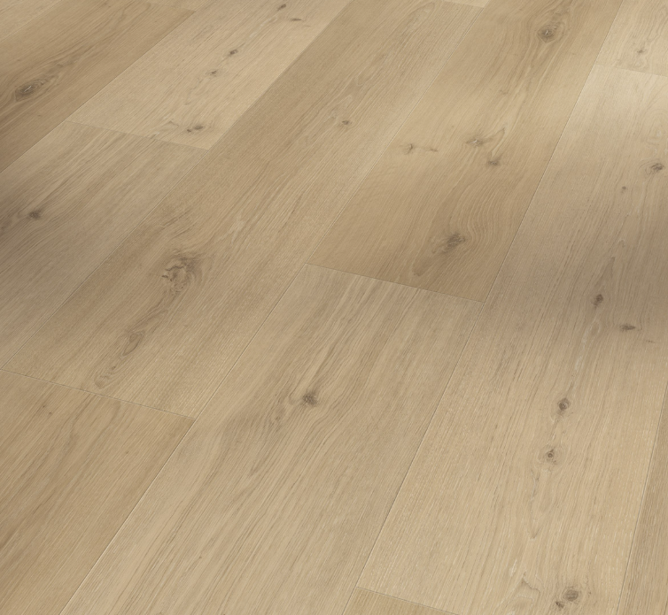 Close-up of Oak Natural Mix light  Vinyl Chalet Classic 2070 Wide plank with a light brown color and visible grain pattern.