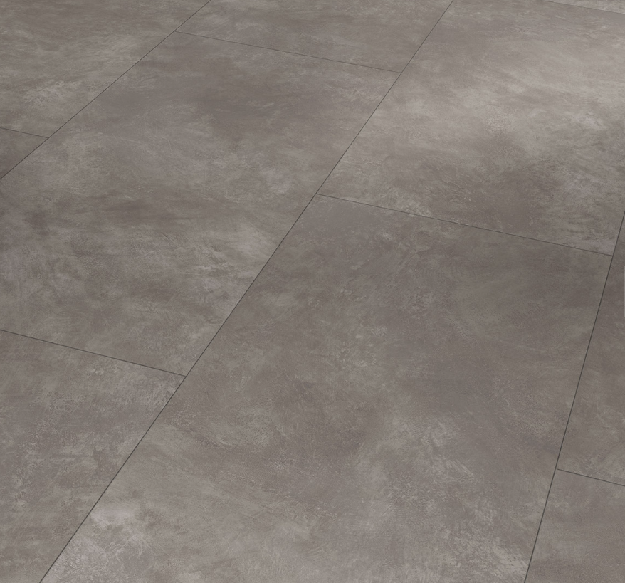 Close-up of dark gray oversized tiled floor