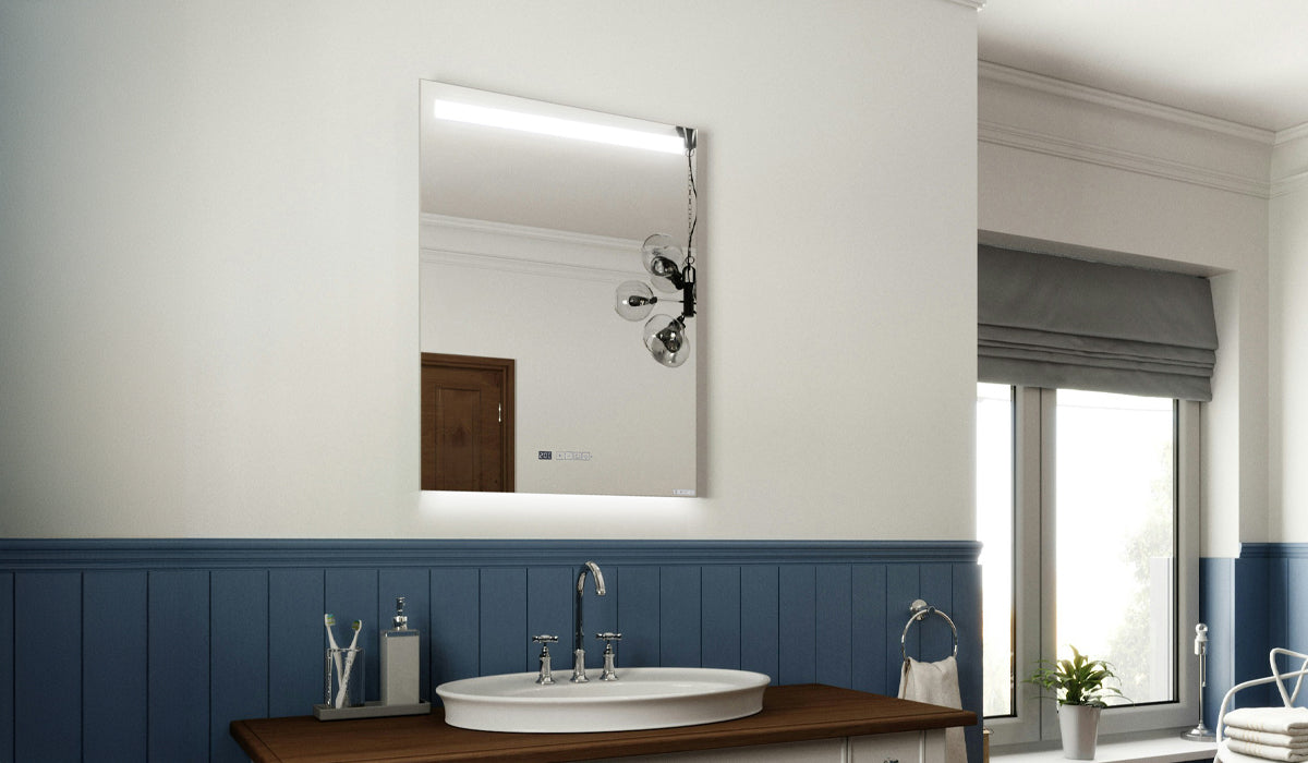 Bathroom-Mirror-With-Lights-Insitu in amodern bathroom