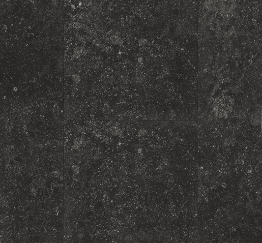 Close-up of black granite stone with a speckled pattern