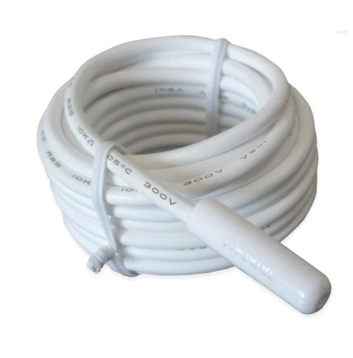 Coiled white cable floor probe from warmup