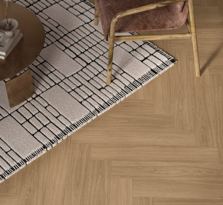Oak Artemis caramel brown  Modern Herringbone Elegant texture