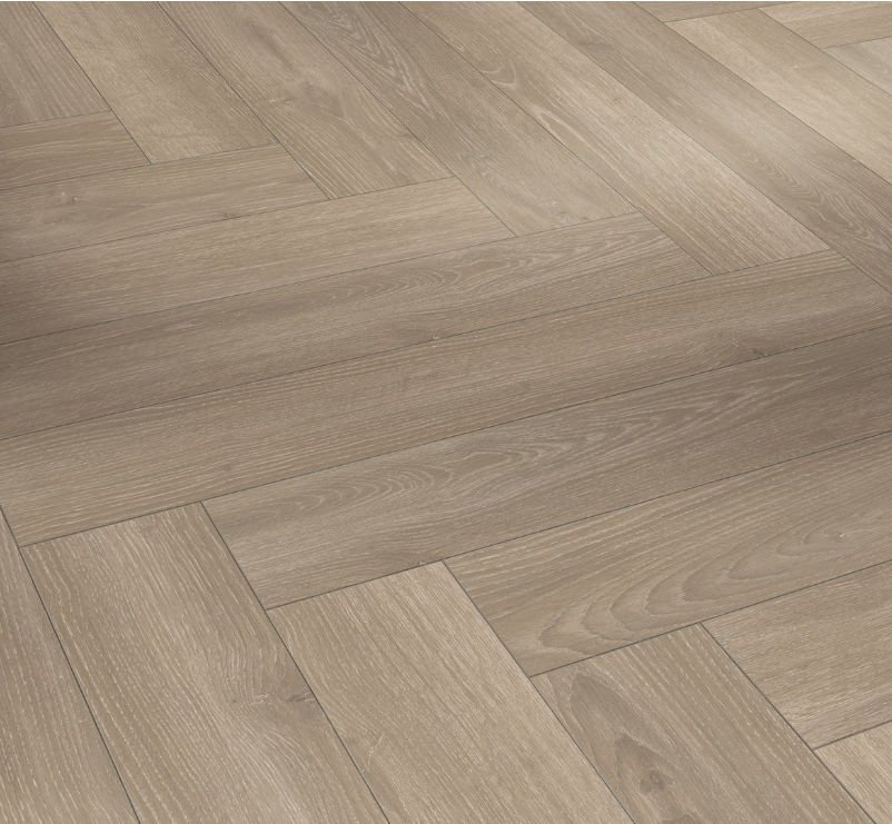 Wooden flooring with a herringbone pattern