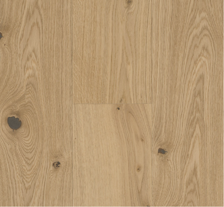 Close-up of Wide plank engineered oak flooring  with a natural finish