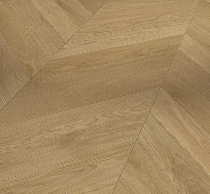 Wooden flooring with a chevron pattern