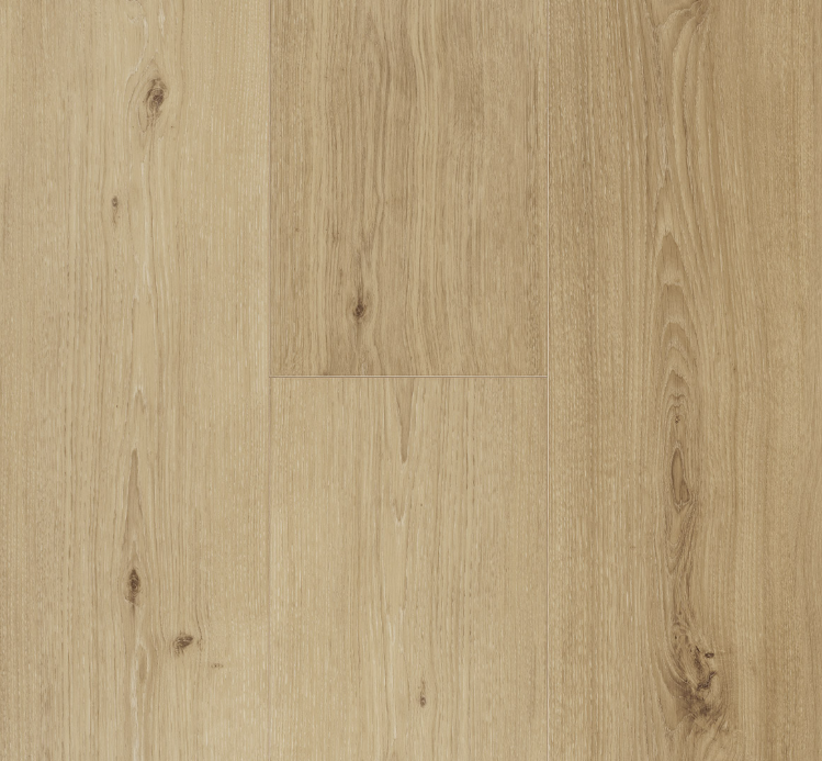Close-up of a wooden vinyl floor with a light brown color and visible grain pattern.