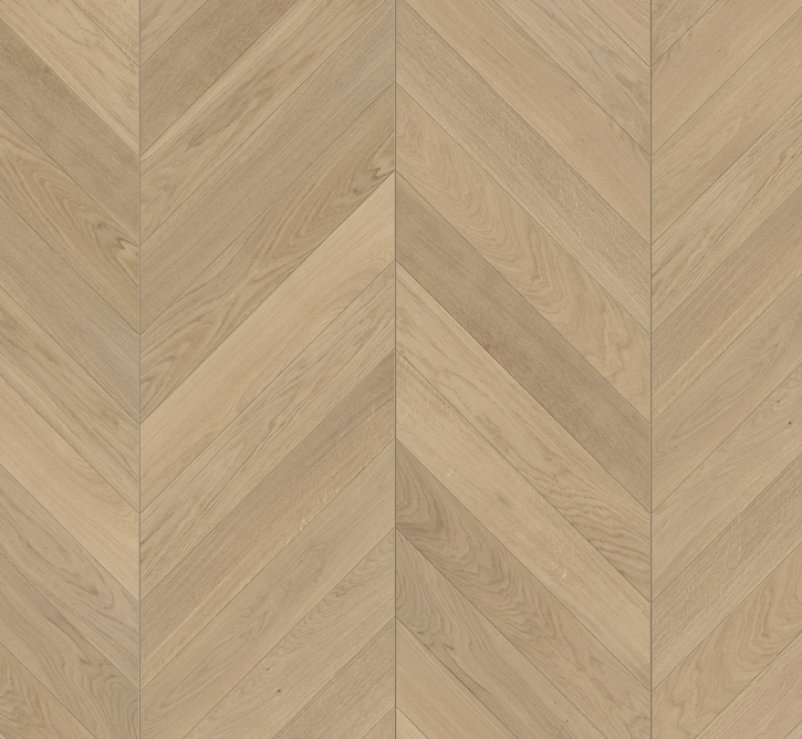 Wooden floor with chevron pattern in beige color