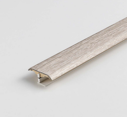 Wooden floor trim on a light gray background