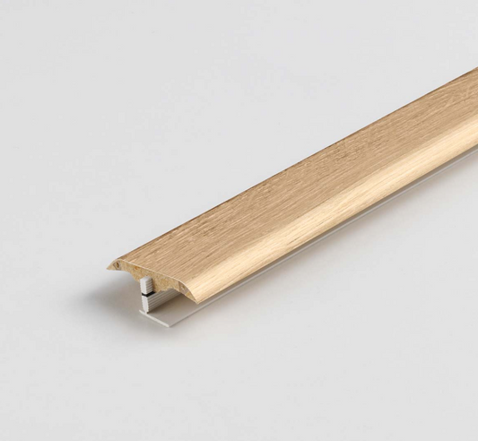 Wooden floor trim on a light gray background