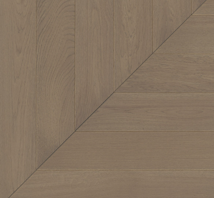 Close-up of a wooden floor with a herringbone pattern