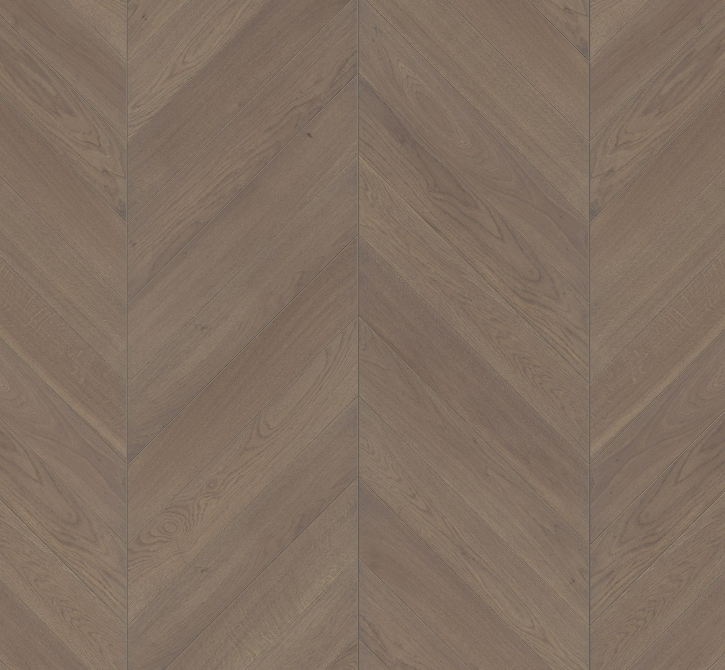 Wooden floor with chevron pattern in brown tones