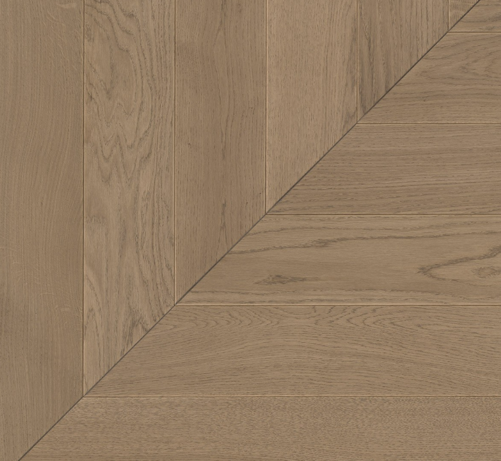 Wooden flooring with a chevron pattern