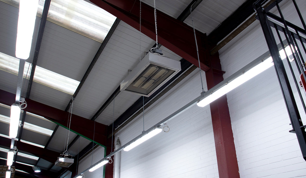 Eco Friendly Heating- Power Industrial Heater showing suspension