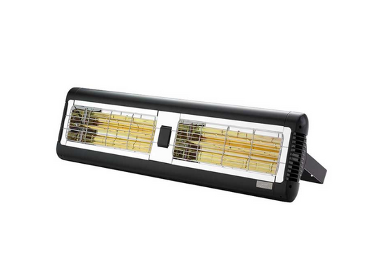Sorrento Black outdoor heater with two heating elements on a white background