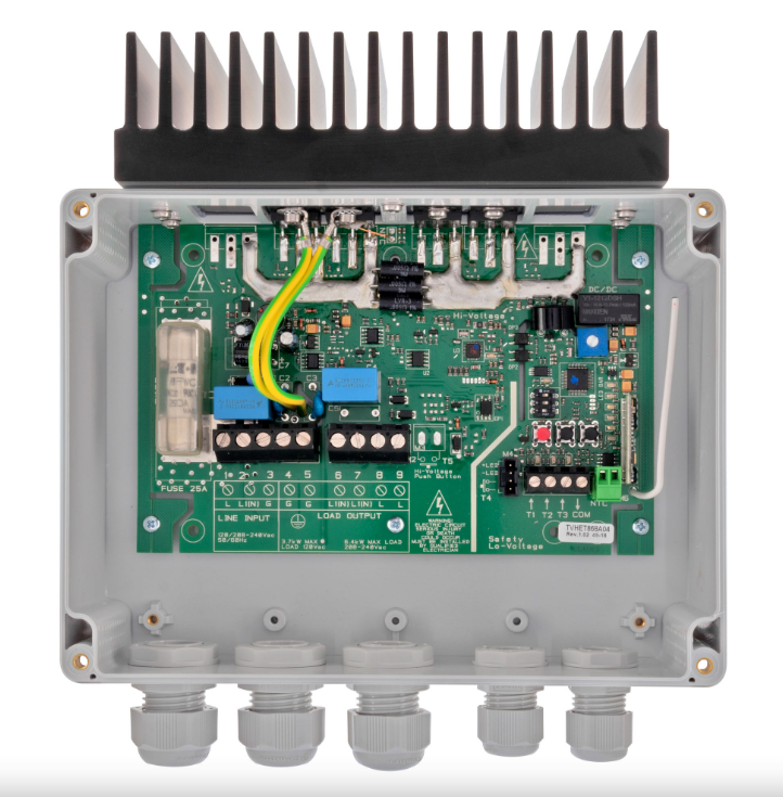 Electronic circuit board with components on a white background