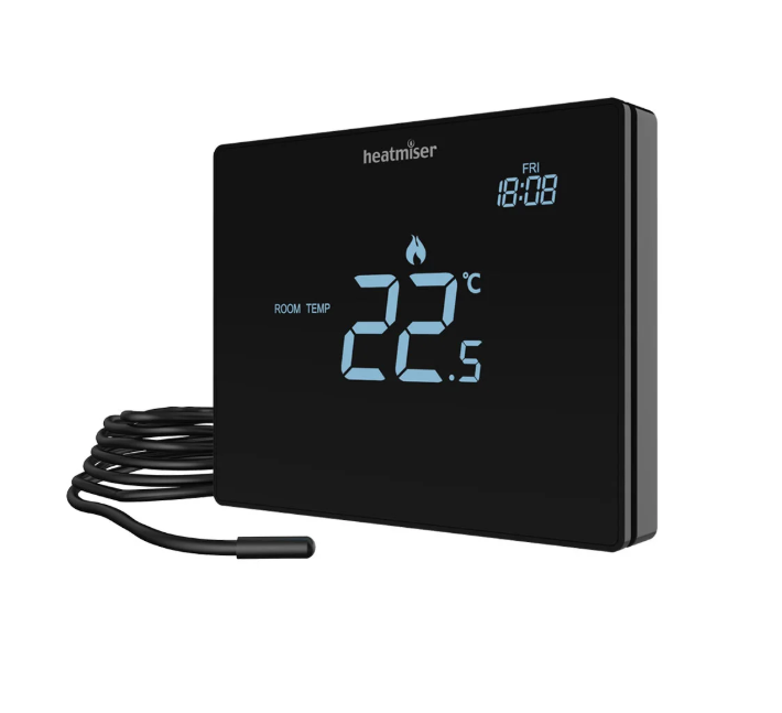 Digital temperature control panel with display on a white background