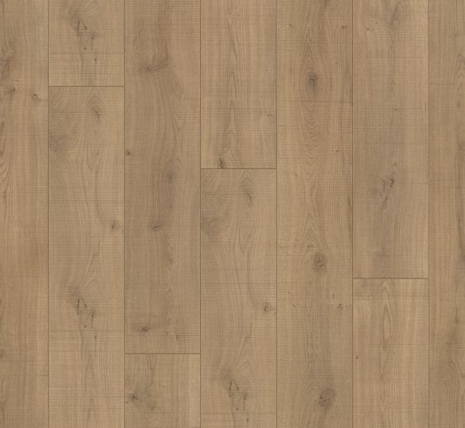Close-up of the rough-sawn texture on Parador Lumberjack Oak Trendtime 6 laminate flooring.