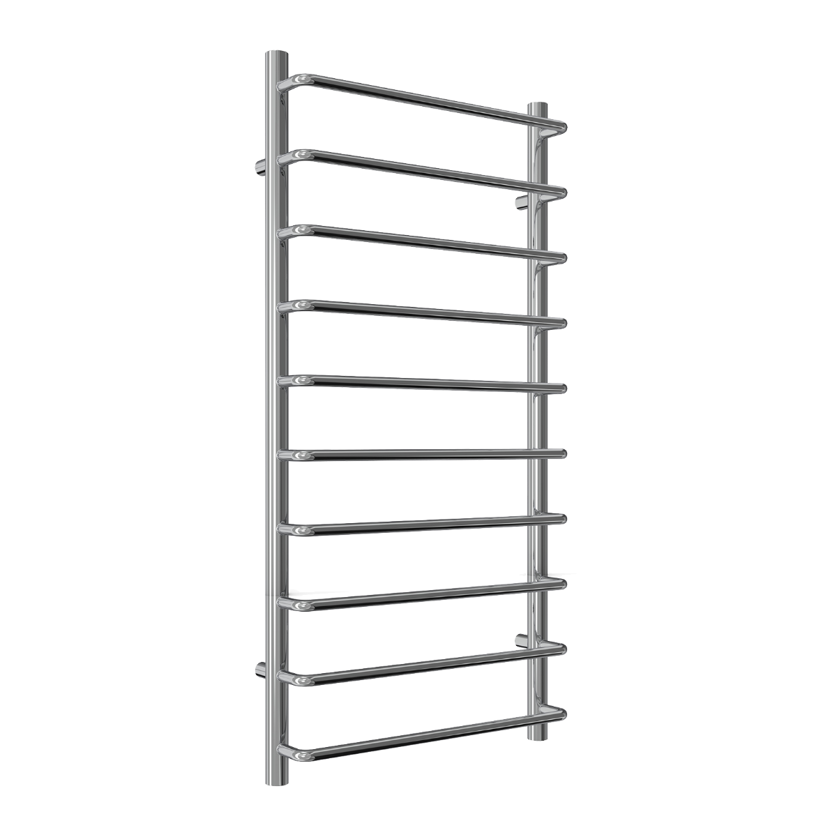 Metal towel rack with multiple horizontal bars on a white background