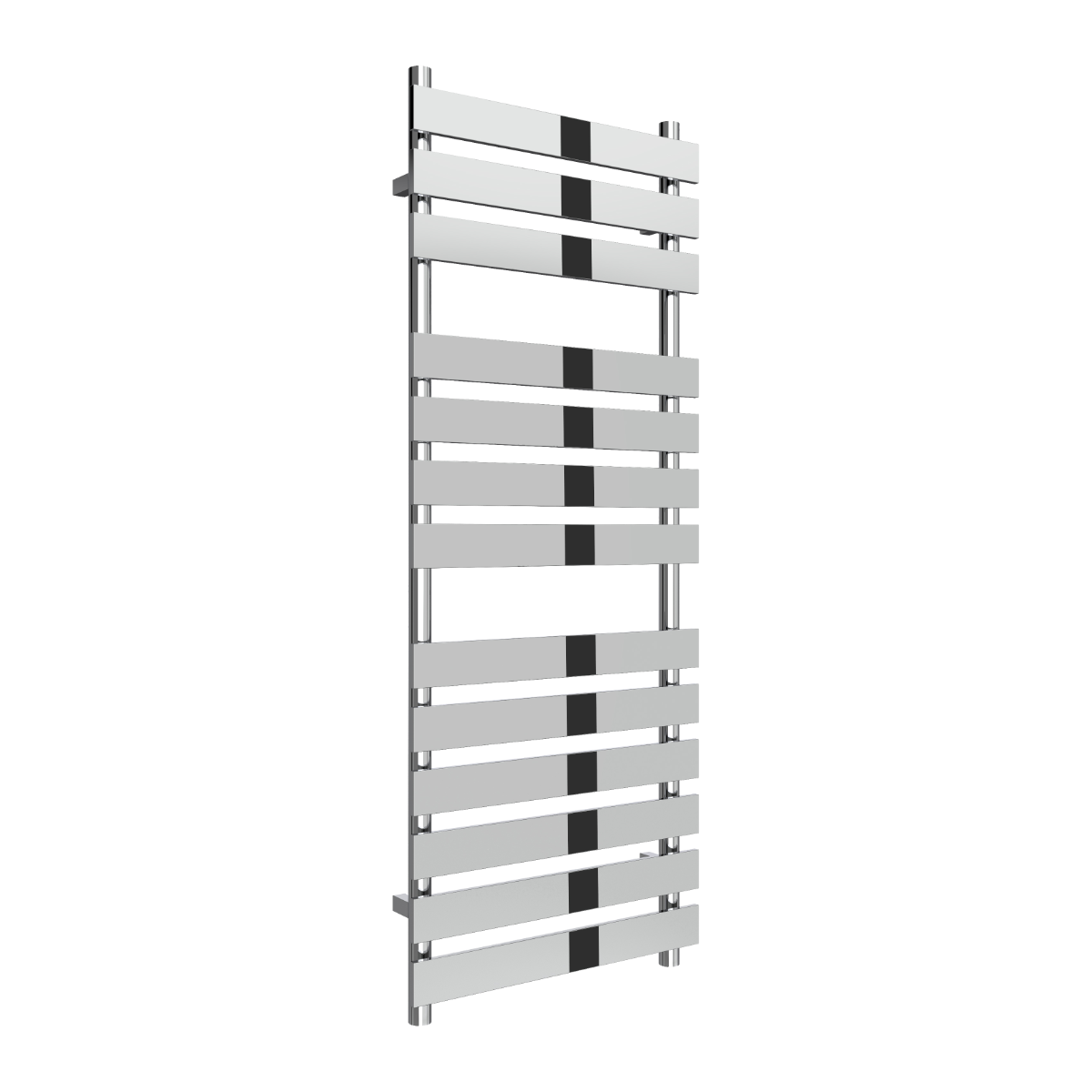 Towel radiator with horizontal slats on a white background